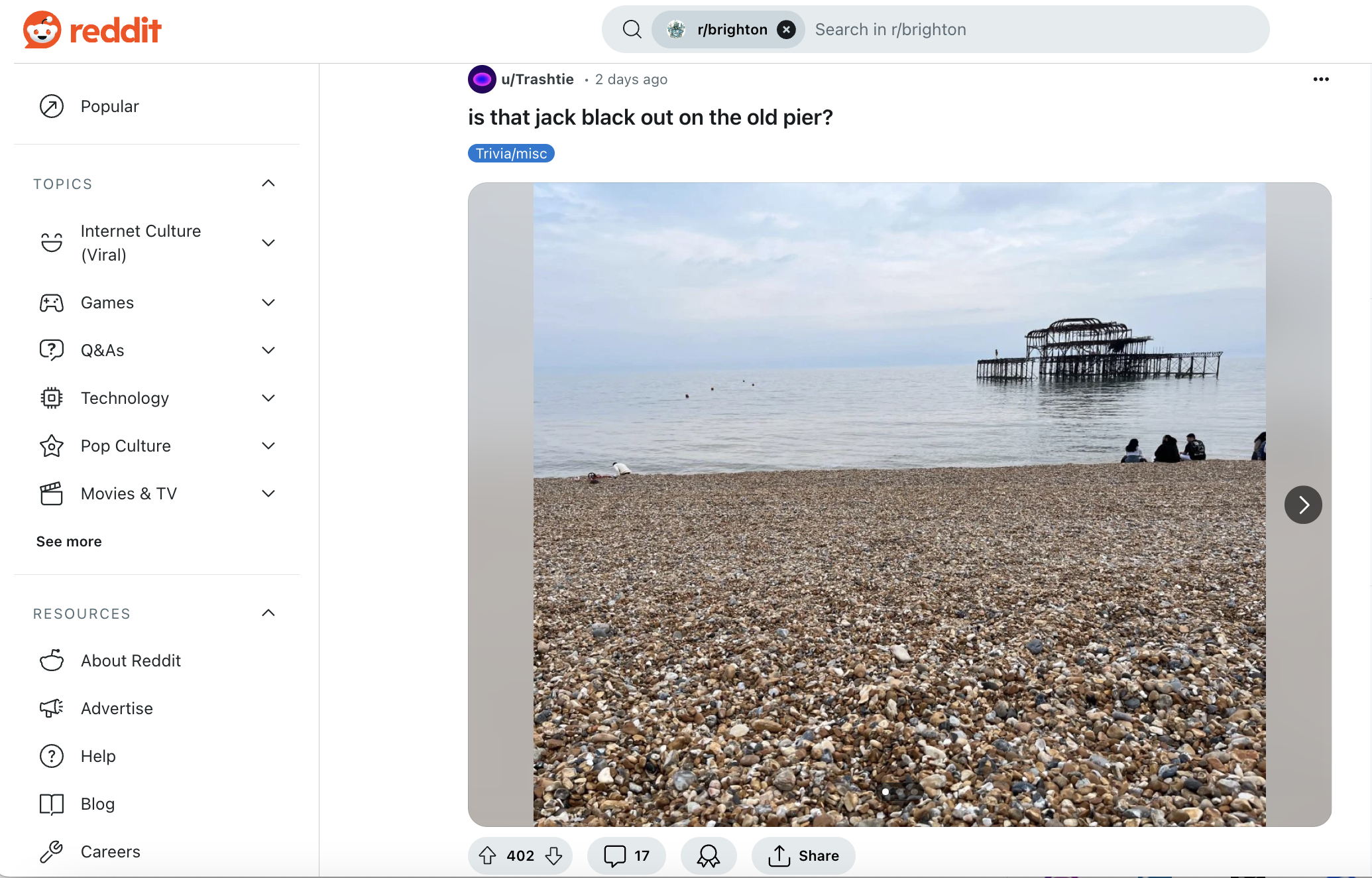 Reddit Screenshot Jack Black On The West Pier In Brighton
