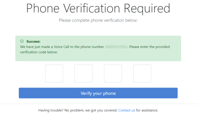 phone verification code
