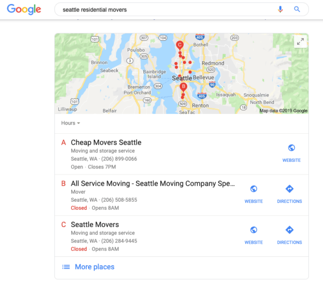 Local Seo For Moving Seattle Local Pack