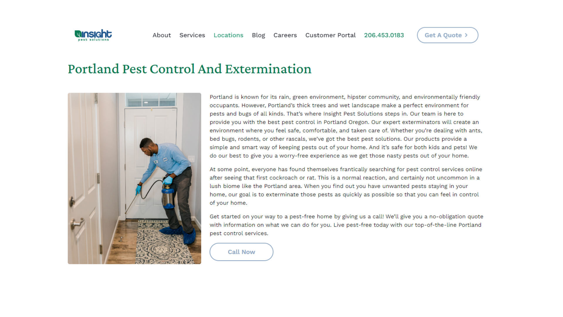 Local Seo Pest Control Portland Content Example