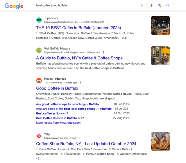 Best Coffee Shop Buffalo Ny Serp Screenshot