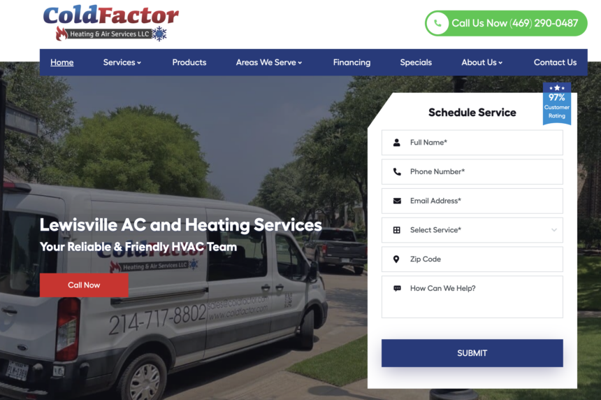 Hvac Home Page Web Design