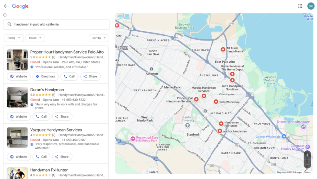 Google Local Finder Search Jan 2025