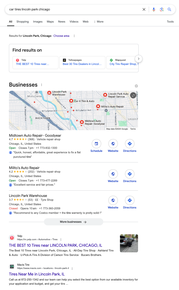 What Is Local Seo Car Tires Chicago