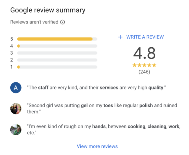 What Is Local Seo Reviews Example